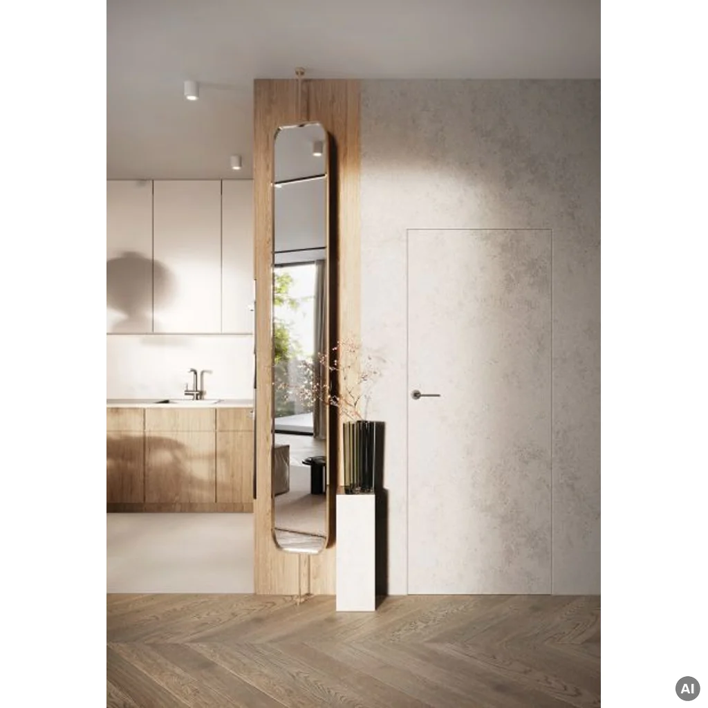 Zestaw Drzwi ukryte + Ościeżnica Porta HIDE Bezprzylgowe (otwierane na zewnątrz) Prawe 70cm płyta, SPA1110P07LBP0A7V0O000, OPA100LP070000AN300000, Zestaw, PORTA HIDE, PORTA