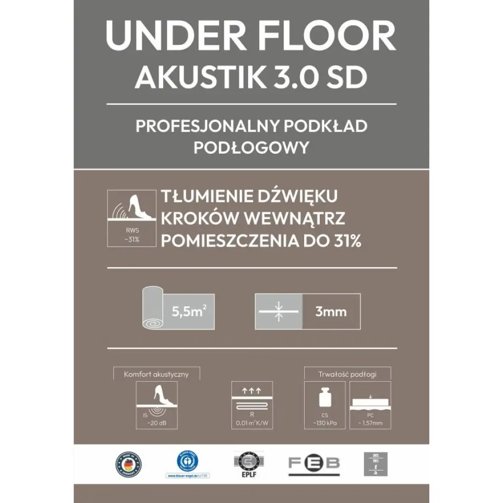 Podkład Under Floor Akustik 3.0 SD, 04-10-00868, Podkłady, Under Floor, Windmöller