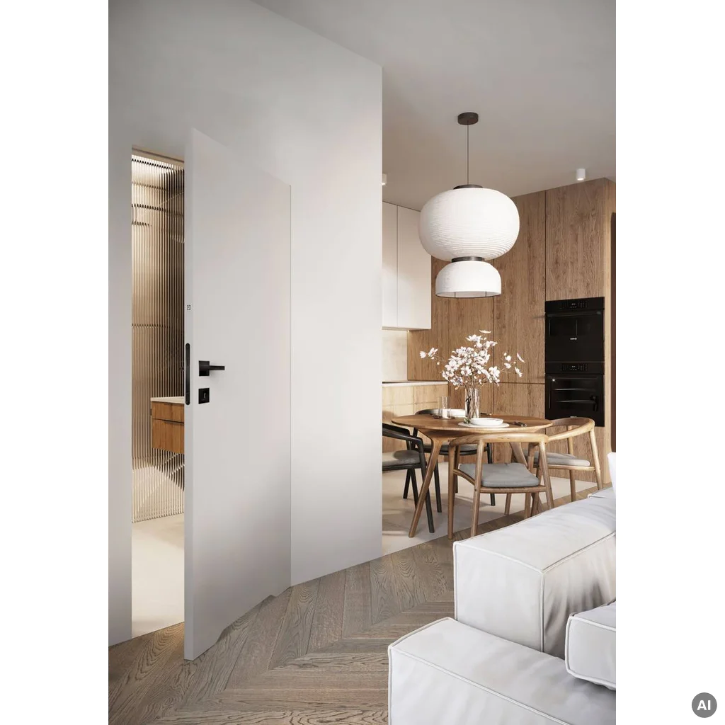 Zestaw Drzwi ukryte + Ościeżnica Porta HIDE WC bezprzylgowa (otwierane na zewnątrz) Prawe 70cm płyta, SPA1110P07LBPWAOV0O000, OPA100LP070000AM300000, Zestaw, PORTA HIDE, PORTA