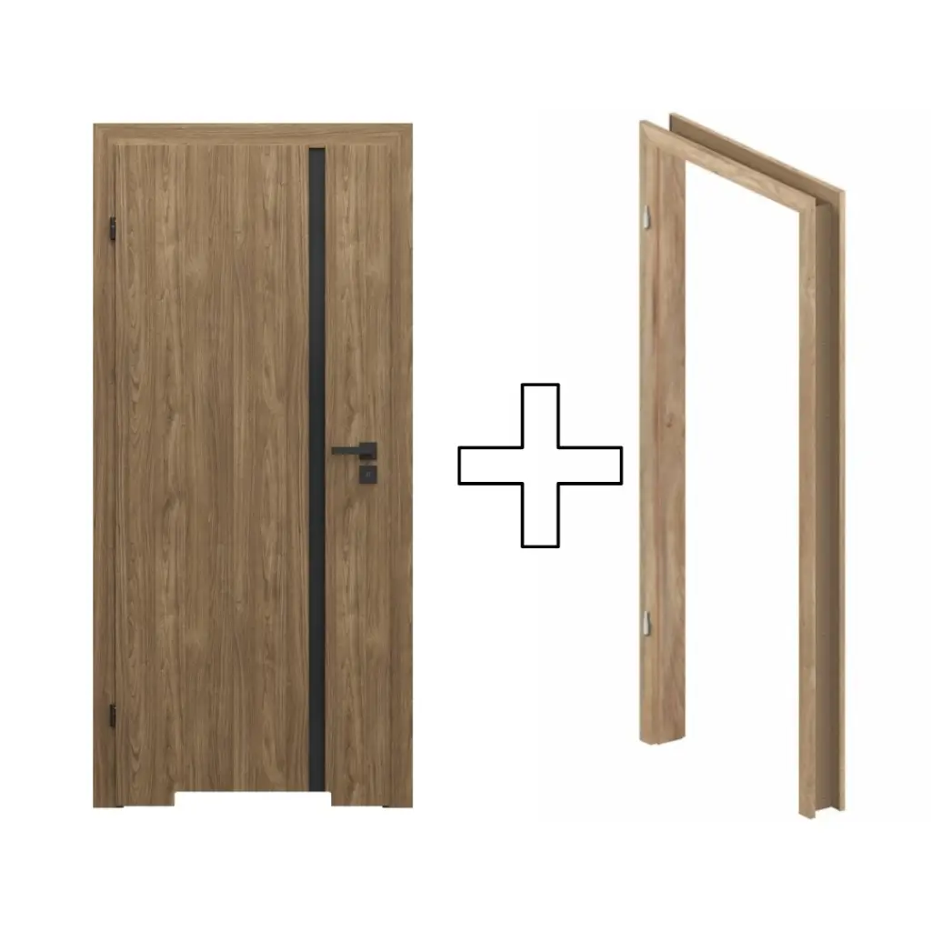 Zestaw Drzwi + Ościeżnica Porta Focus 4.A z czarną szybą WC 95-135 Dąb Catania Przylgowe (otwierane na zewnątrz) Lewe 80cm plaster miodu, SPWG4A0L08DDTWSB2KHB00, OPWP6B0L08DDT0SZ260000, Zestaw, Porta FOCUS, PORTA