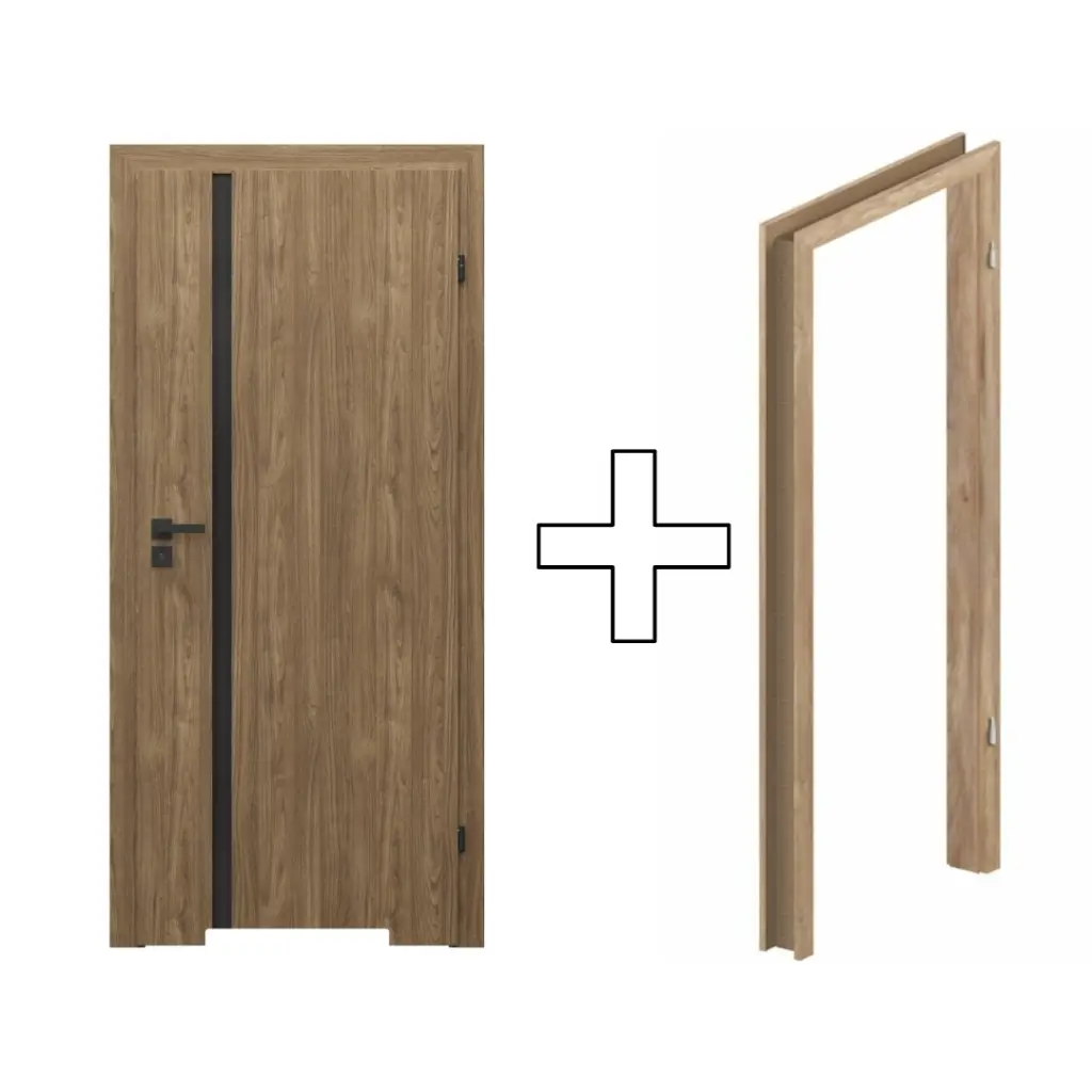 Zestaw Drzwi + Ościeżnica Porta Focus 4.A z czarną szybą WC 95-135 Dąb Catania Przylgowe (otwierane na zewnątrz) Prawe 80cm plaster miodu, SPWG4A0P08DDTWSB2KHB00, OPWP6B0P08DDT0SZ260000, Zestaw, Porta FOCUS, PORTA