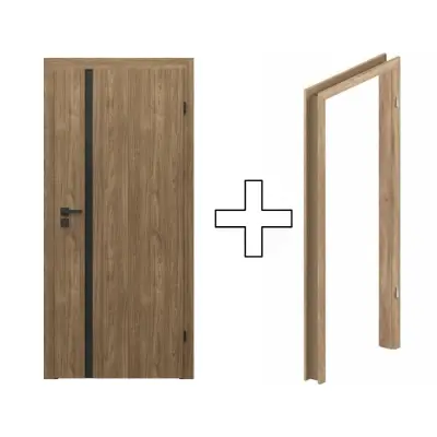 Zestaw Drzwi + Ościeżnica Porta Focus 4.A z czarną szybą 95-135 Dąb Catania Przylgowe (otwierane na zewnątrz) Prawe 80cm plaster miodu, SPWG4A0P08DDT0SZ2KHB00, OPWP6B0P08DDT0SZ260000