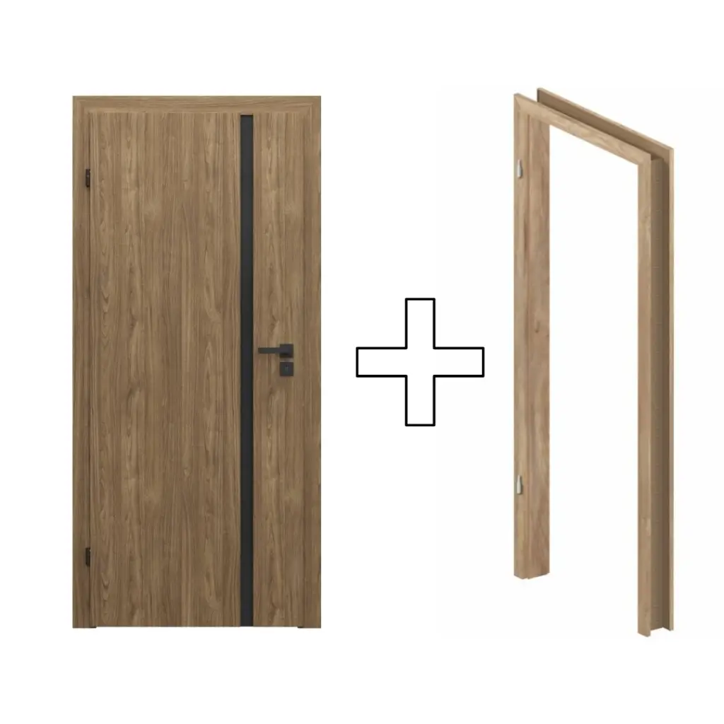 Zestaw Drzwi + Ościeżnica Porta Focus 4.A z czarną szybą 95-135 Dąb Catania Przylgowe (otwierane na zewnątrz) Lewe 80cm plaster miodu, SPWG4A0L08DDT0SZ2KHB00, OPWP6B0L08DDT0SZ260000, Zestaw, Porta FOCUS, PORTA