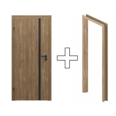 Zestaw Drzwi + Ościeżnica Porta Focus 4.A z czarną szybą 95-135 Dąb Catania Przylgowe (otwierane na zewnątrz) Lewe 80cm plaster miodu, SPWG4A0L08DDT0SZ2KHB00, OPWP6B0L08DDT0SZ260000