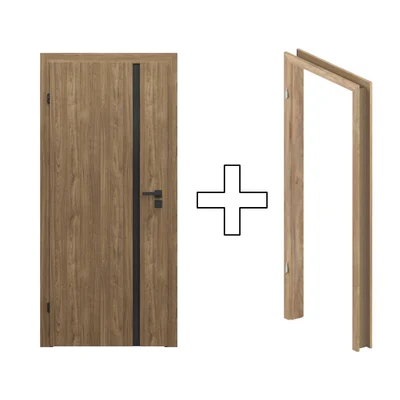 Zestaw Drzwi + Ościeżnica Porta Focus 4.A z czarną szybą 95-135 Dąb Catania Przylgowe (otwierane na zewnątrz) Lewe 80cm plaster miodu, SPWG4A0L08DDT0SZ2KHB00, OPWP6B0L08DDT0SZ260000