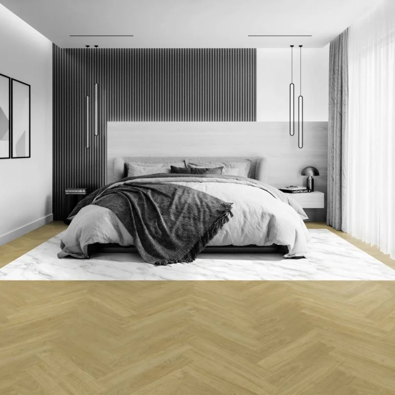 Podłoga winylowa Jodełka samoprzylepna ze zintegrowanym po