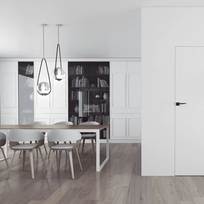 Zestaw Drzwi ukryte + Ościeżnica biała Sara Eco 2 odwrotn