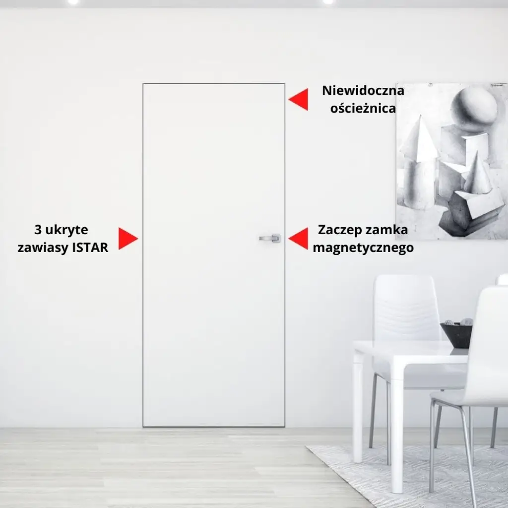 Zestaw Drzwi ukryte + Ościeżnica Sara Eco 2 bezprzylgowe (otwierane na zewnątrz) Lewe 80 cm płyta, 5901316049866, 400010424, Zestaw, Sara Eco 2, DRE