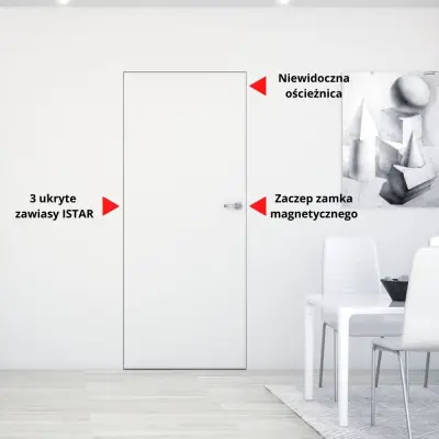 Zestaw Drzwi ukryte + Ościeżnica Sara Eco 2 bezprzylgowe (otwierane na zewnątrz) Lewe 80 cm płyta, 5901316049866, 400010424