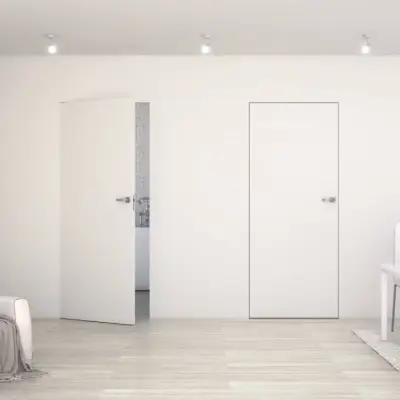 Zestaw Drzwi ukryte + Ościeżnica biała Sara Eco 2 bezprzylgowe (otwierane na zewnątrz) Lewe 80 cm płyta, 5901316049866, 5901316110665