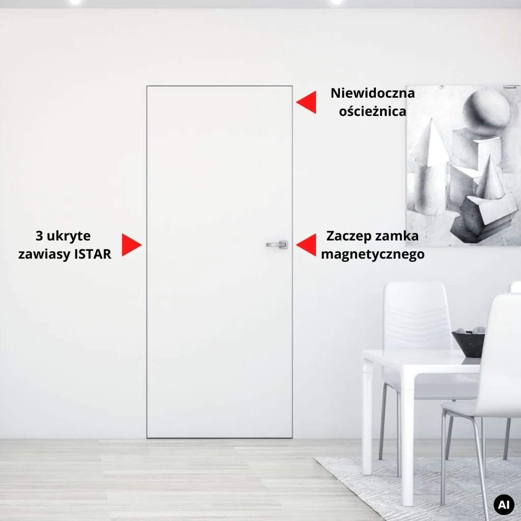Zestaw Drzwi ukryte + Ościeżnica Sara Eco 2 WC bezprzylgowe (otwierane na zewnątrz) Lewe 80 cm płyta, 5901316049842, 400010424, Zestaw, Sara Eco 2, DRE