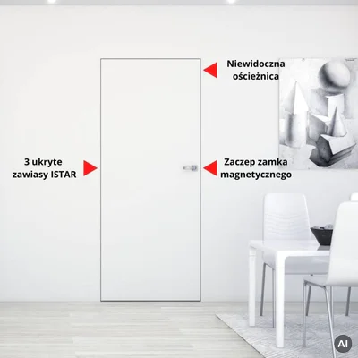 Zestaw Drzwi ukryte + Ościeżnica biała Sara Eco 2 WC bezprzylgowe (otwierane na zewnątrz) Lewe 80 cm plaster miodu, DRE 400010029, 5901316110658