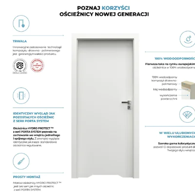 Ościeżnica Wodoodporna Hydro Protect regulowana C 120-160 z kątownikiem 60 mm 80 Prawa Przylgowa, OPWC6C0P08DBI0SZ36C000