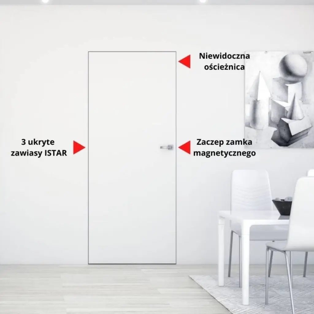 Zestaw Drzwi ukryte + Ościeżnica biała Sara Eco 2 WC odwrotna przylga (otwierane do wewnątrz) Prawe 70 cm płyta, DRE 400010386, 5901316110566, Zestaw, Sara Eco 2, DRE