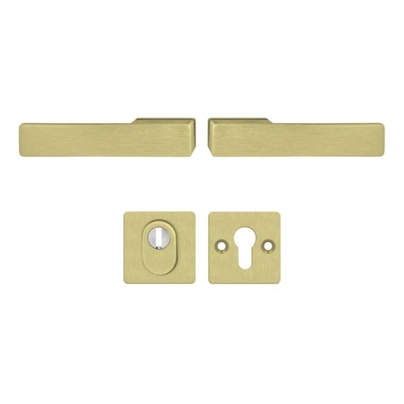 Klamka Libera Złota klamko + klamka + rozeta WB z zabezpiec