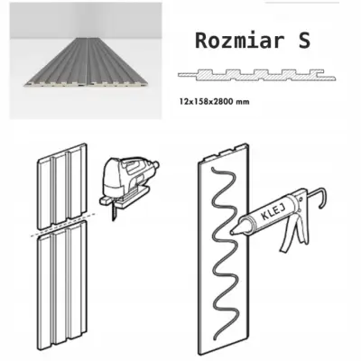 Zestaw Lamele Kaszmir Sahara Cream S 3019, Listwa startowa Lewa, Listwa zakończeniowa Prawa, 120038352, 120041161, 120041159