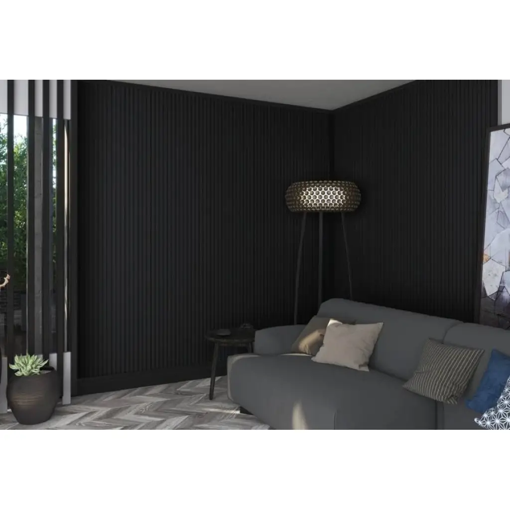 Zestaw Lamele Czarne matowe M 723, Listwa startowa lewa, Listwa zakończeniowa Prawa, 120032940, 120035909, 120035910, Zestaw, Lamele MDF, AGT