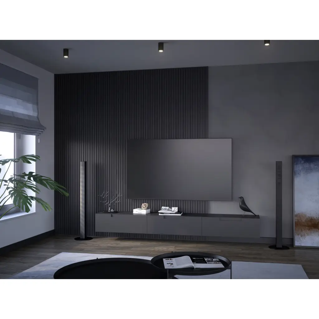 Zestaw Lamele Czarne matowe M 723, Listwa startowa lewa, Listwa zakończeniowa Prawa, 120032940, 120035909, 120035910, Zestaw, Lamele MDF, AGT