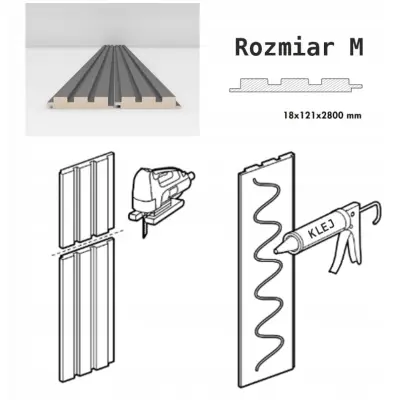 Zestaw Lamele Czarne matowe M 723, Listwa startowa lewa, Listwa zakończeniowa Prawa, 120032940, 120035909, 120035910