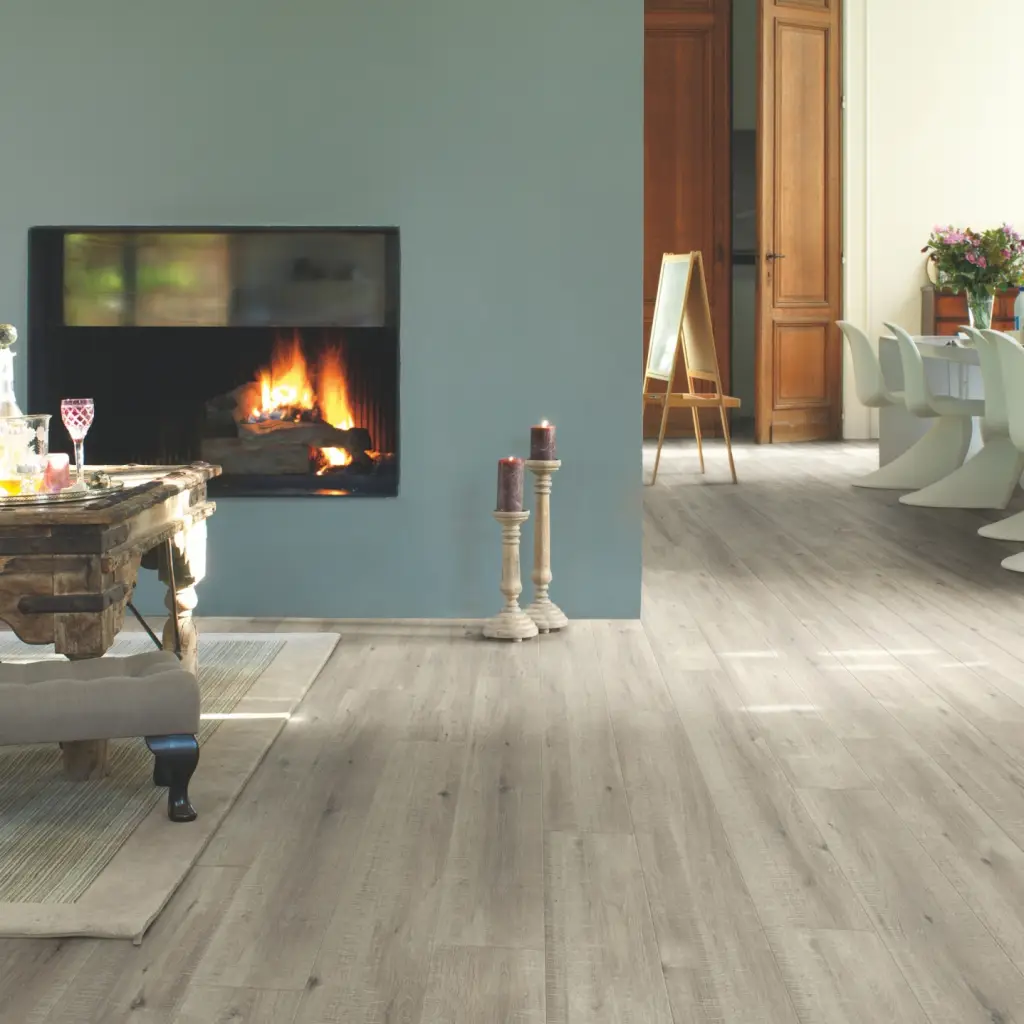 Panele Podłogowe Dąb Szary ze śladami cięcia piłą szary IM1858 AC4 8 mm, Panele podłogowe, Impressive, Quick-Step Unilin