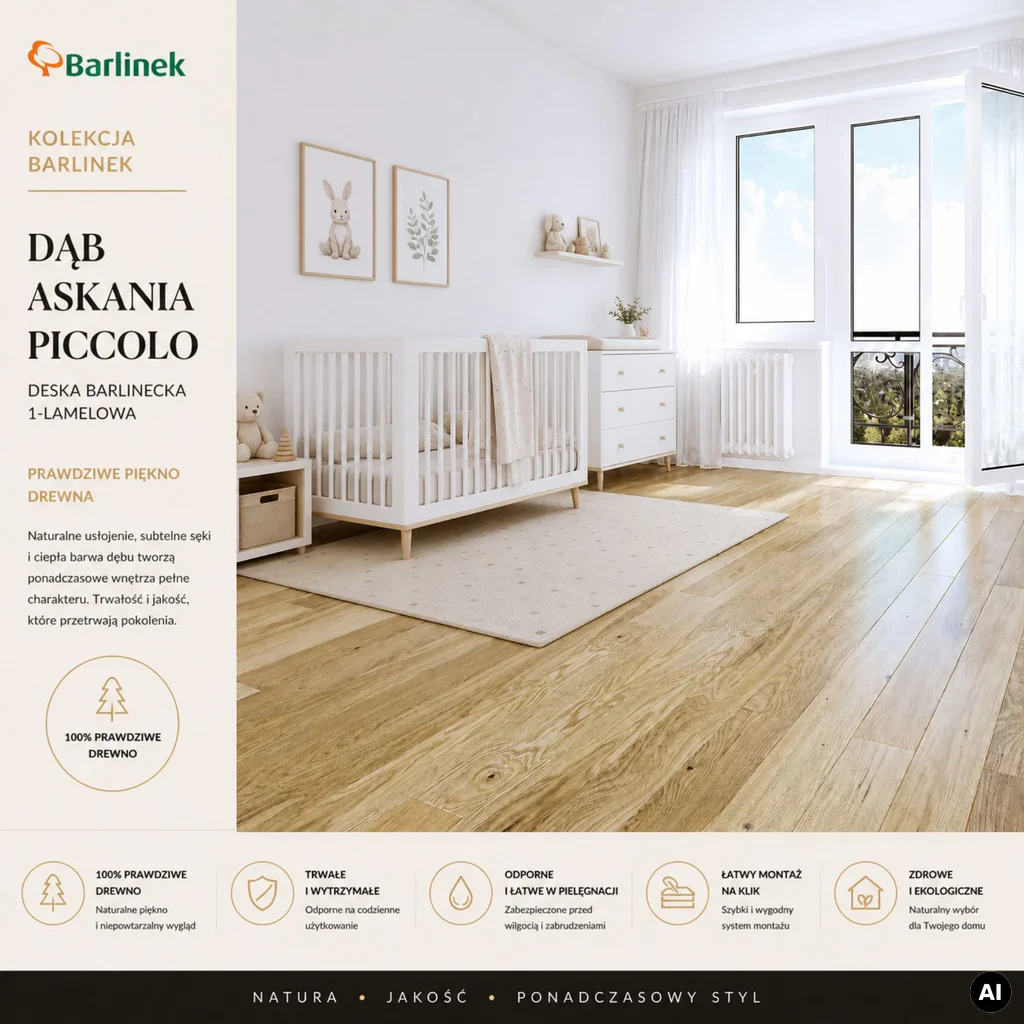 Podłoga drewniana Dąb Askania Piccolo 14 mm, 1WG000608, Deska barlinecka, Life, Barlinek