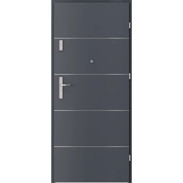 Drzwi Wejściowe Agat Prawe 80 Antracyt Intarsje srebrne, SP