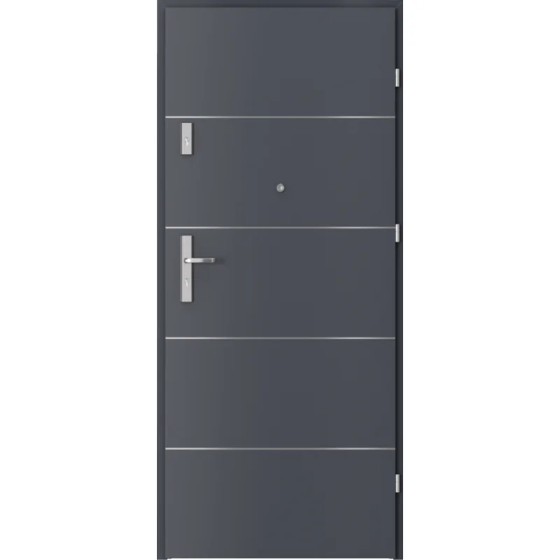 Drzwi Wejściowe Agat Prawe 80 Antracyt Intarsje srebrne, SP