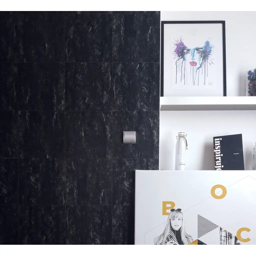 Panele Winylowe Samoprzylepne Kamień Łupek Czarny BZY616-6 1.8 mm, Panele winylowe, LVT Samoprzylepne 2STEPS, Boccho