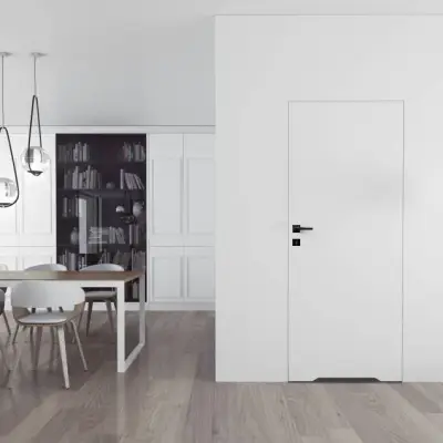 Zestaw Drzwi ukryte + Ościeżnica biała Sara Eco 2 WC bezprzylgowe (otwierane na zewnątrz) Prawe 80 cm płyta, 5901316049859, 5901316110689