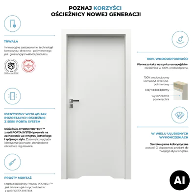 Ościeżnica Wodoodporna Hydro Protect regulowana C 120-160 z kątownikiem 60 mm 80 Lewa Przylgowa, OPWC6C0L08DBI0SZ36C000
