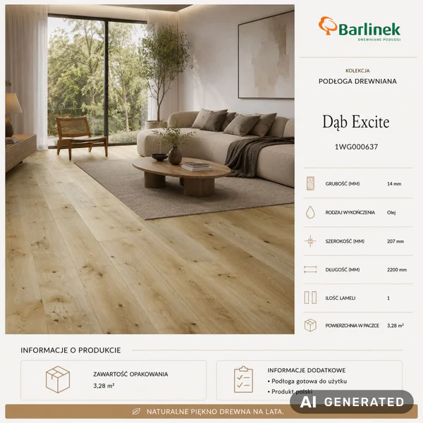 Podłoga drewniana Dąb Excite Naturalny 14 mm, 1WG000637 - 