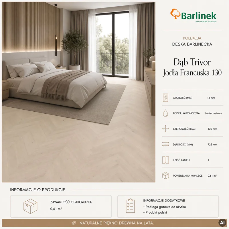 Podłoga drewniana Dąb Trivor Jodła Francuska 14 mm, 1WV00