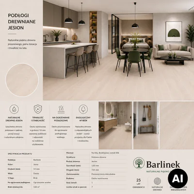 Podłoga drewniana Jesion Family 1-lamelowy Matowy 14 mm, BK8-JES1-L05-B2X-A14130-F