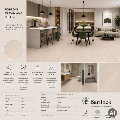 Podłoga drewniana Jesion Family 1-lamelowy Matowy 14 mm, BK8-JES1-L05-B2X-A14130-F