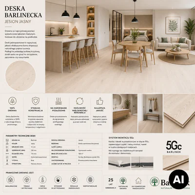 Podłoga drewniana Jesion Family 1-lamelowy Matowy 14 mm, BK8-JES1-L05-B2X-A14130-F