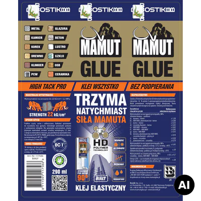 Klej uniwersalny do listew Mamut Glue Biały 290ml 117586