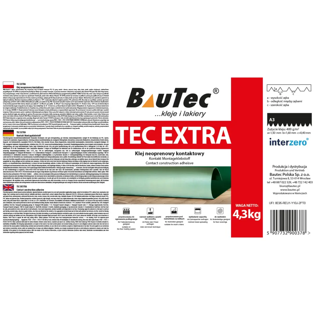 Klej do winyli Łazienka TEC EXTRA 4.3kg 859B1545, TEC EXTRA, Kleje, Bautec