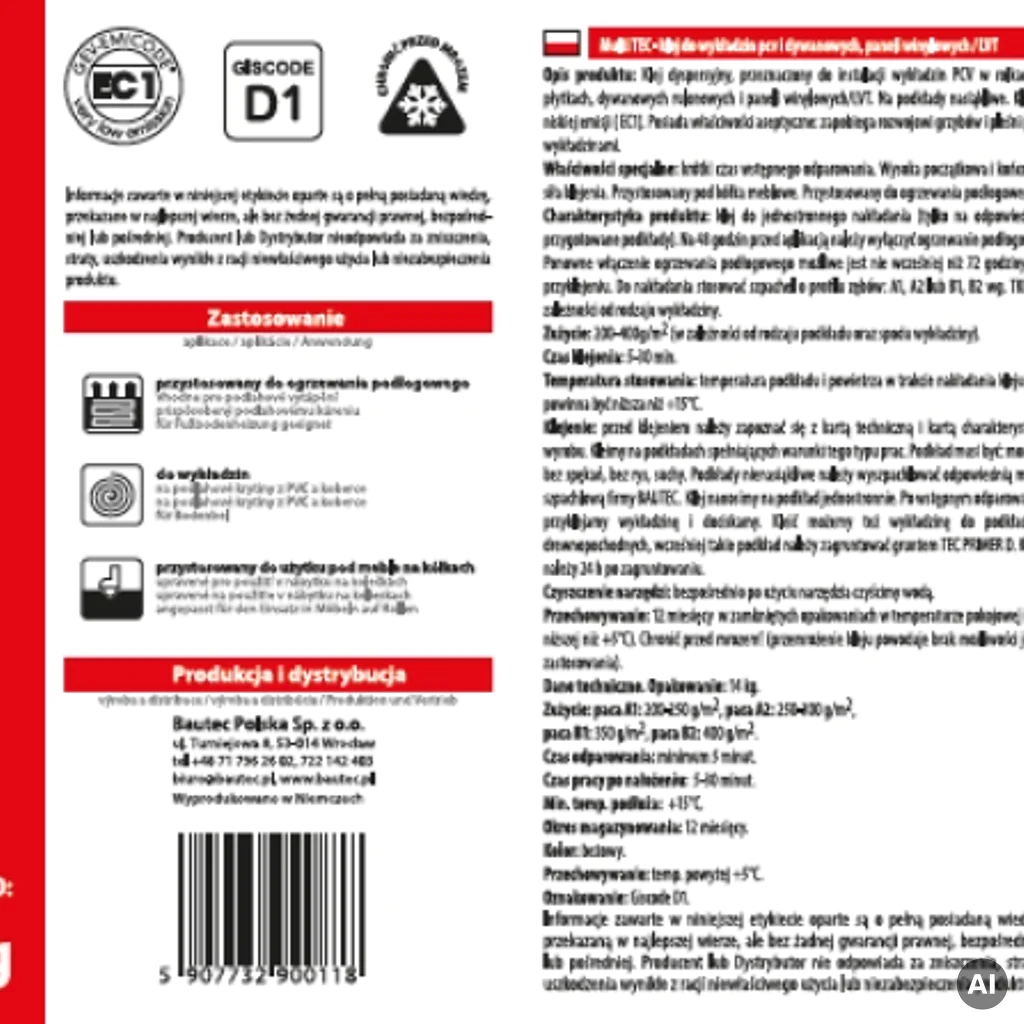 Klej do winyli Multi Tec 14kg, 859B1544, Klej, Kleje, Bautec