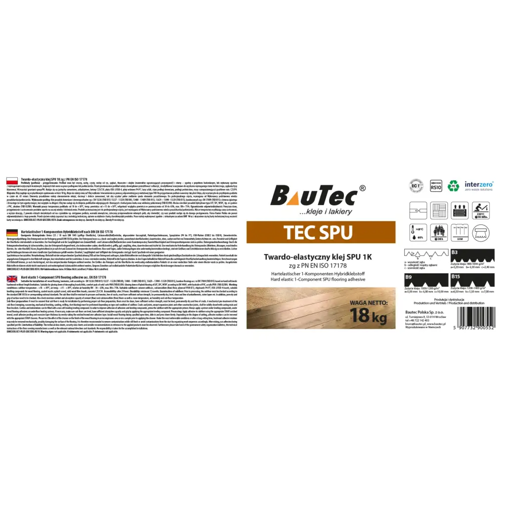 Klej do podłóg hybrydowych BauTec TEC SPU 18kg, Klej, Kleje, Bautec