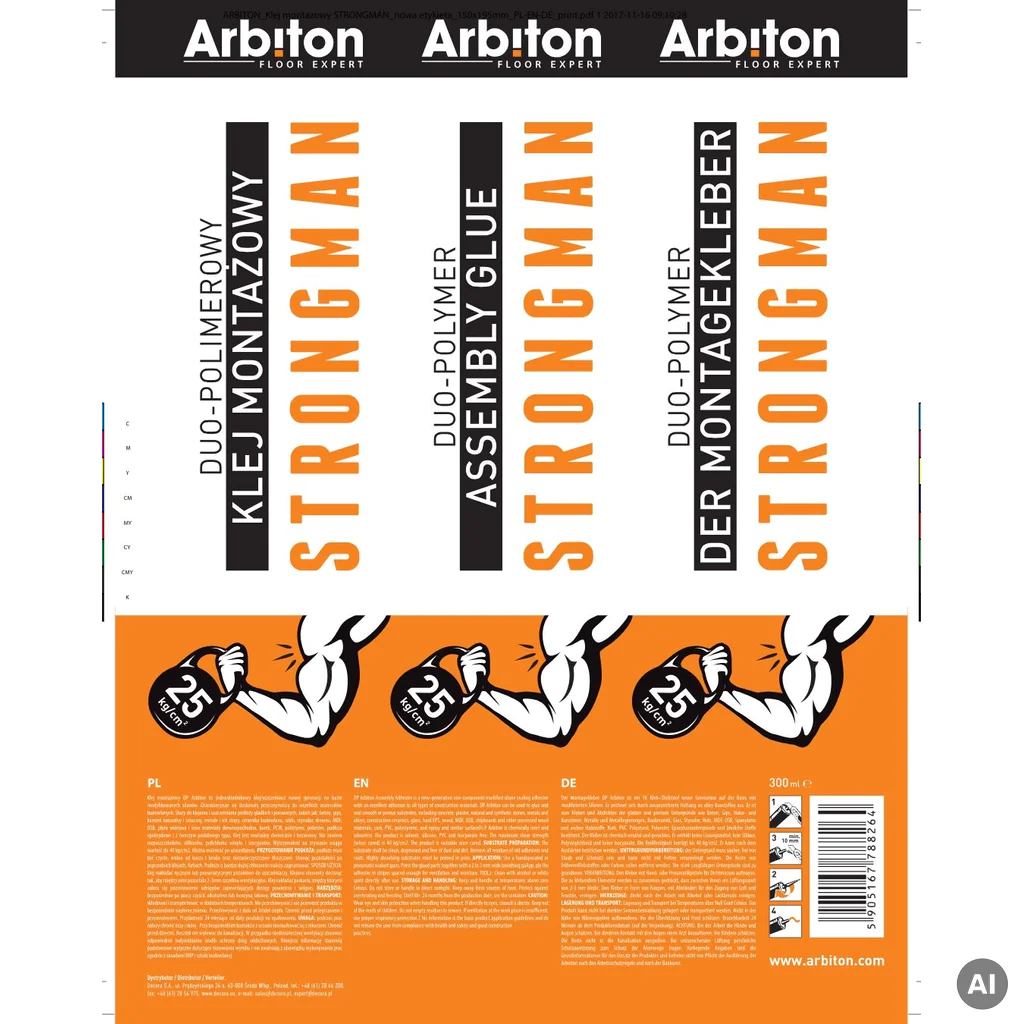 Klej montażowy Arbiton Strongman 300 ml, 5905167788264, Klej montażowy Arbiton Strongman, Arbiton, Arbiton