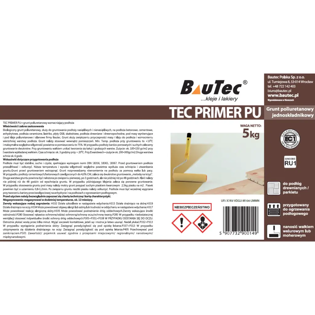 Grunt poliuretanowy BauTec Primer PU 5kg 1077-41PRIM, Grunt, Grunty, Bautec