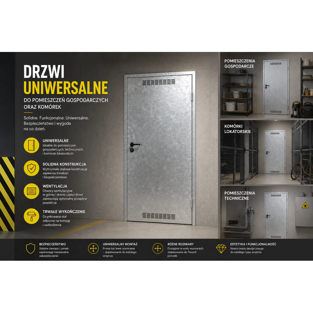 Drzwi uniwersalne metalowe Porta 80 model 2 , DNWPL2MU080000SP2K0000, Drzwi uniwersalne, Drzwi do pom.gospodarczych i kom. lok., PORTA