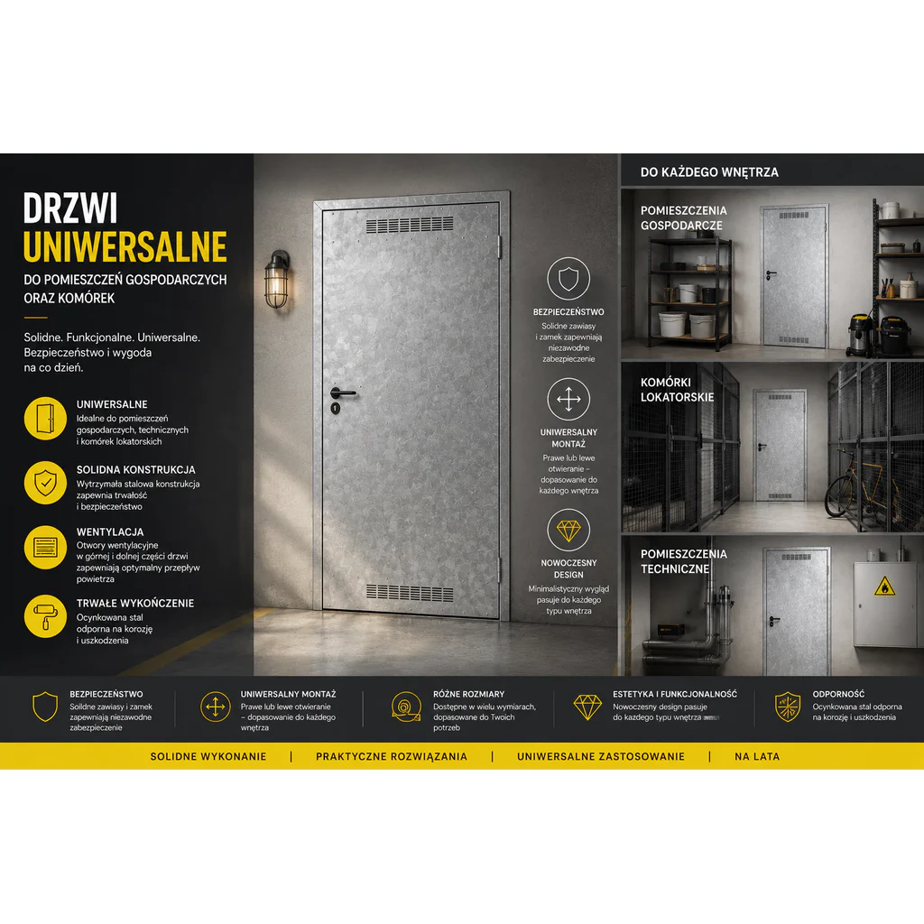 Drzwi uniwersalne metalowe Porta 80 model 2 , DNWPL2MU080000SP2K0000, Drzwi uniwersalne, Drzwi do pom.gospodarczych i kom. lok., PORTA