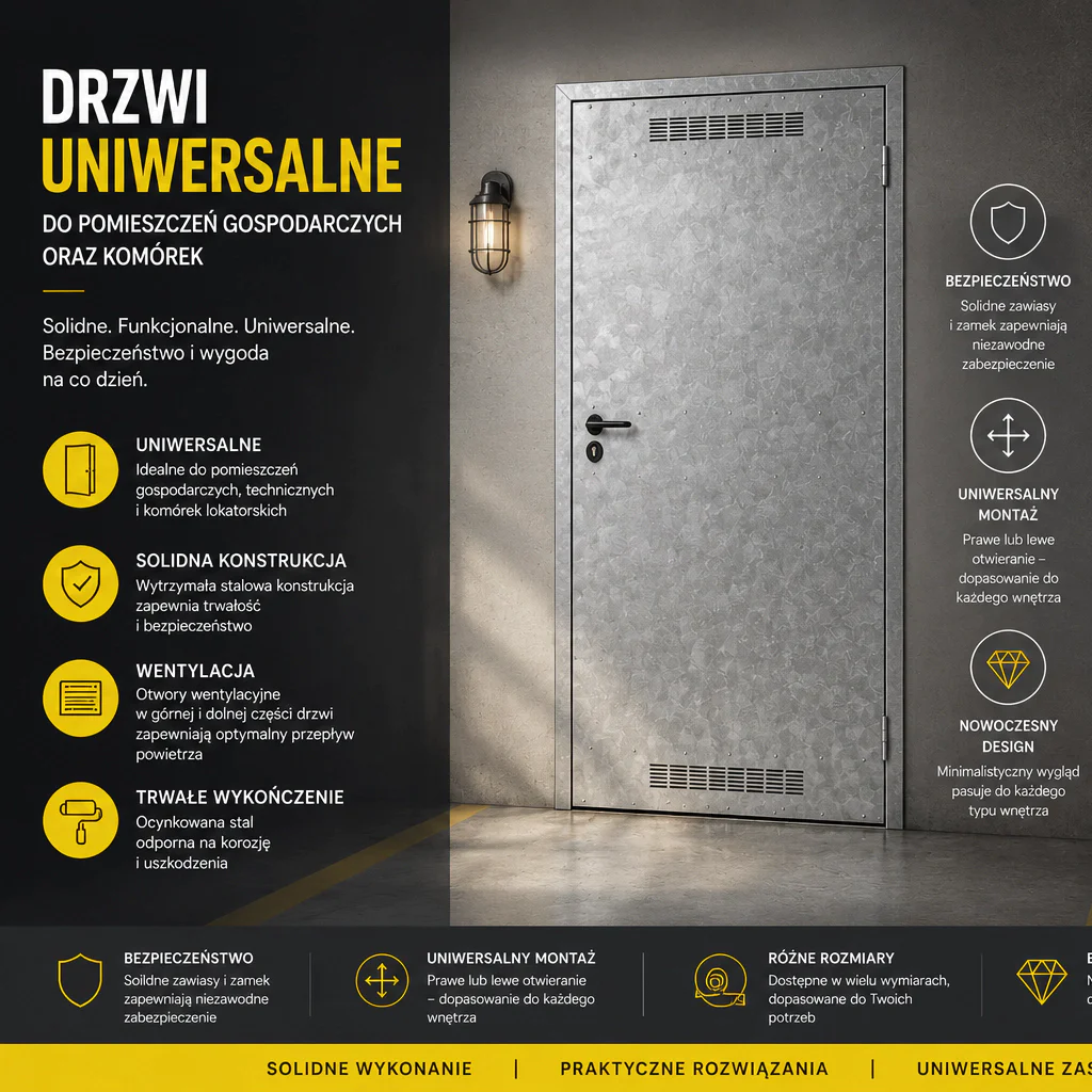 Drzwi uniwersalne metalowe Porta 80 model 2 , DNWPL2MU080000SP2K0000, Drzwi uniwersalne, Drzwi do pom.gospodarczych i kom. lok., PORTA
