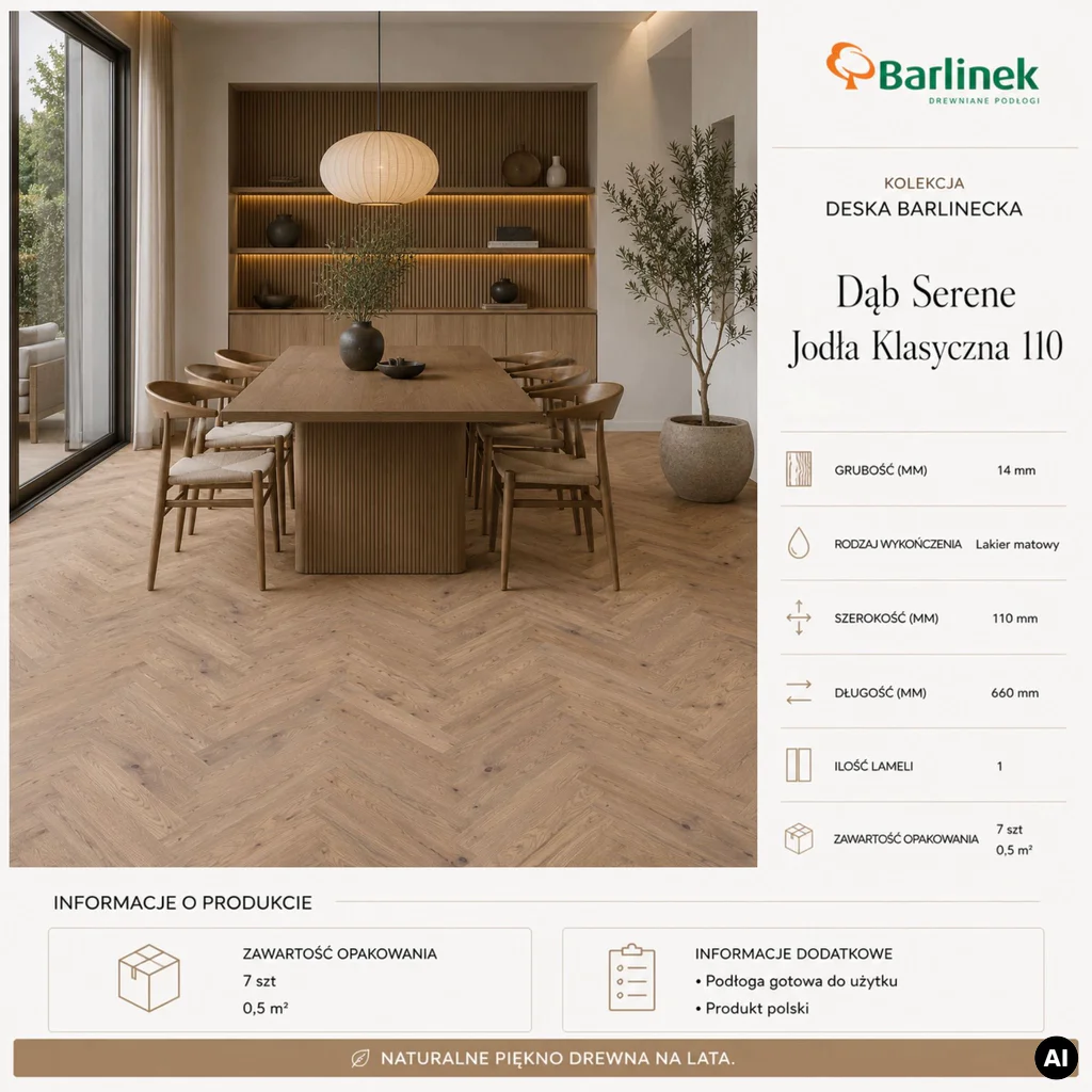 Podłoga drewniana Dąb Serene Jodła Klasyczna 14 mm, 1WC000002, Deska barlinecka, Classico Line - Jodła Klasyczna, Barlinek