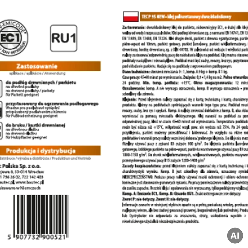 Klej poliuretanowy Bautec TEC P 95 new 9+1kg 10kg, TEC P95 N