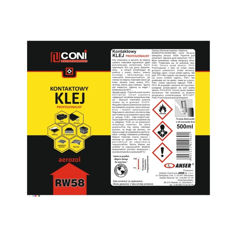 Klej kontaktowy CONI RW58 500 ml, 5903231419601 - 3