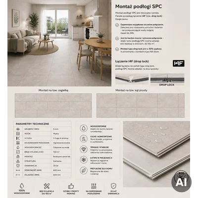 Panele winylowe SPC Concrete Dust 60x60 Beton Matowy 6067231 Klasa 33 5 mm