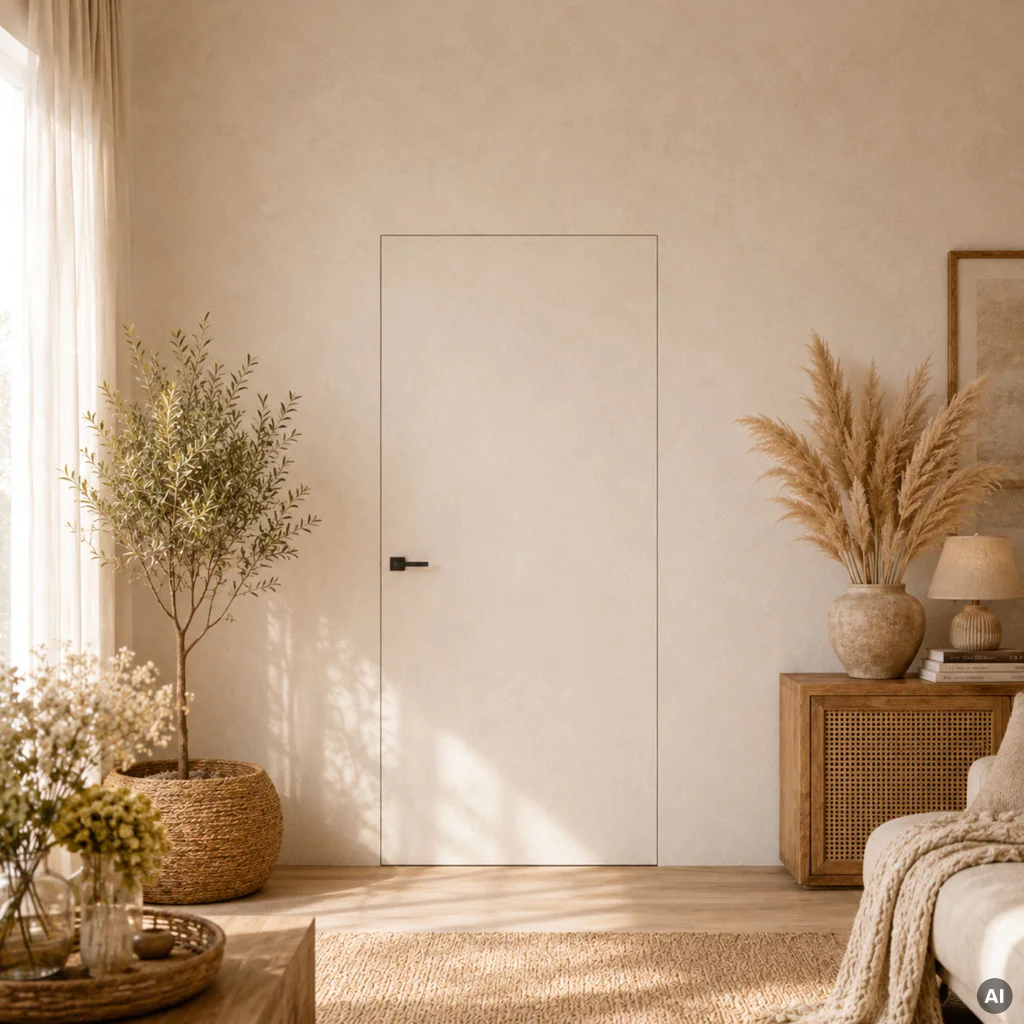 Zestaw Drzwi ukryte + Ościeżnica Porta HIDE Bezprzylgowe (otwierane na zewnątrz) Prawe 80cm płyta, SPA1110P08LBP0A7V0O000, OPA100LP080000AN300000, Zestaw, PORTA HIDE, PORTA