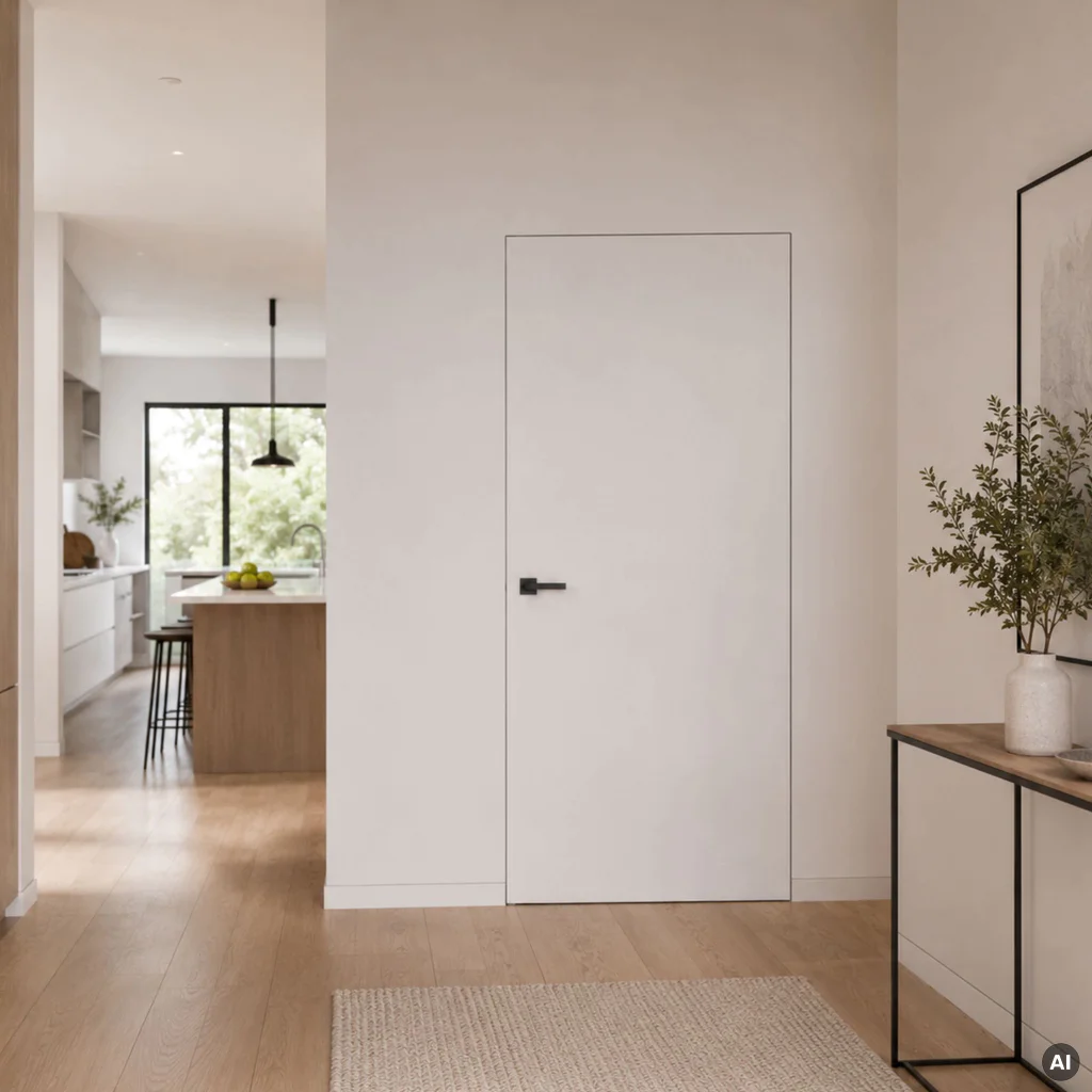 Zestaw Drzwi ukryte + Ościeżnica Porta HIDE Bezprzylgowe (otwierane na zewnątrz) Prawe 80cm płyta, SPA1110P08LBP0A7V0O000, OPA100LP080000AN300000, Zestaw, PORTA HIDE, PORTA